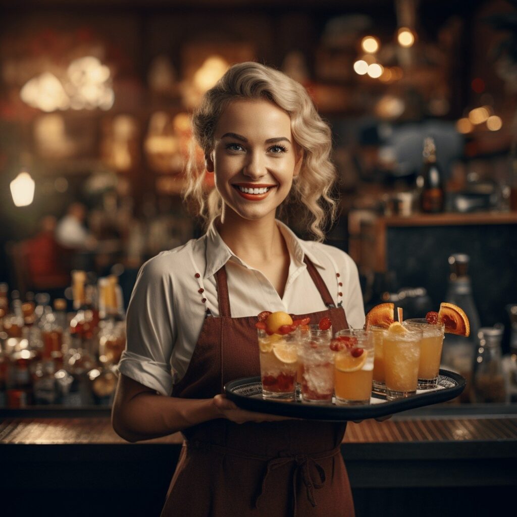 Waitress in duty